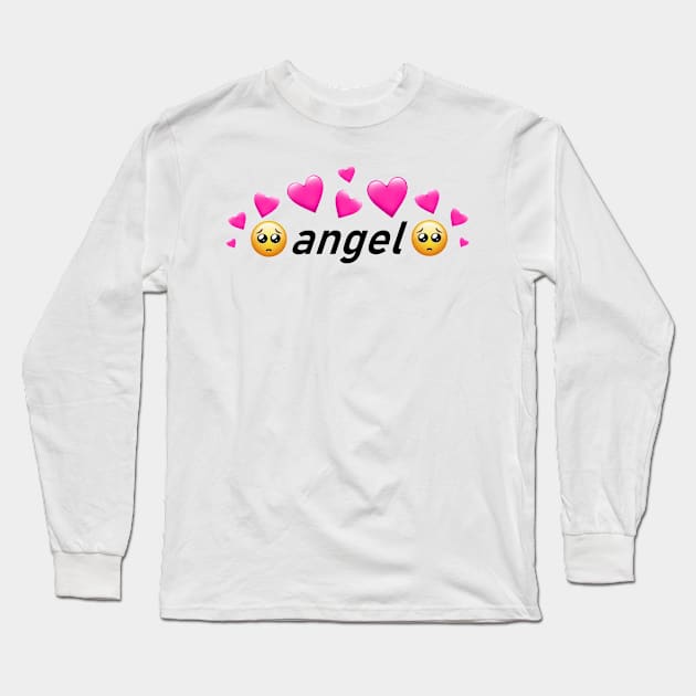 Angel Black Long Sleeve T-Shirt by Cute and Simple